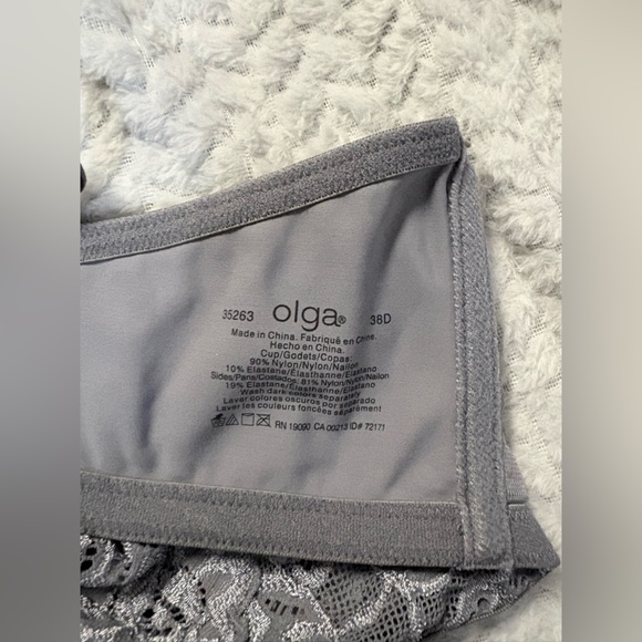 Olga Pretty Lace Cami Bra 38D Gray Floral Lace Full Coverage Underwire Softcore - Picture 7 of 7